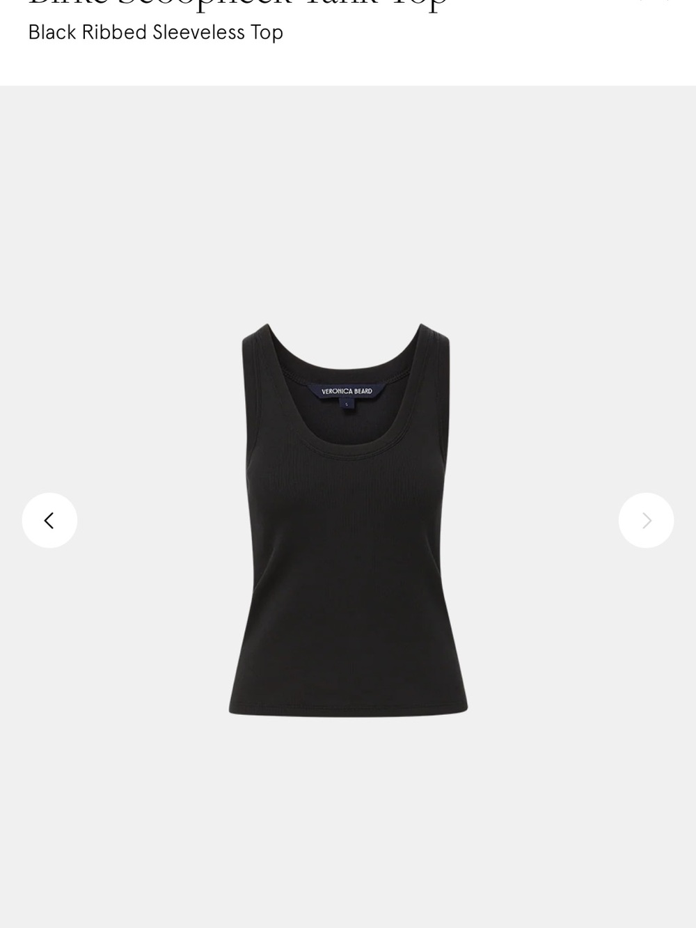Veronica Beard Black Ribbed Scoop Tank
